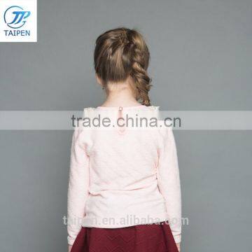 2017 Spring Girls t Shirt With Lace O-neck Children Clothing Long Sleeve Pullover t Shirt photo-4