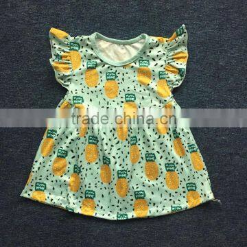 silk milk summer sleeveless girls dress with Pineapple printing