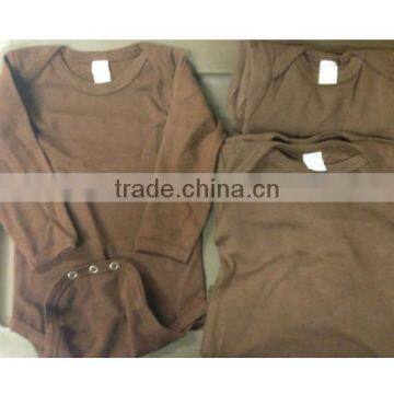 2014 New Arrival! Lovely Cotton Solid Color brown Baby Romper/Baby Bodysuit/rompers Long Sleeves for Infant