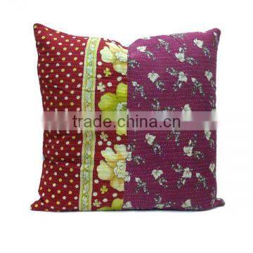 Velvet Cushion in Aqua With Vintage Kantha Backing photo-2