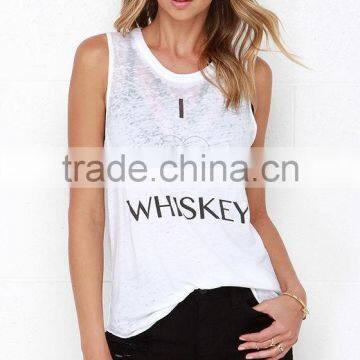 2015 Women New Design Letter Print Custom Muscle Tee/shirt photo-2