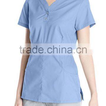 Women's Button-front Scrub Top Longer Length Medical Scrub photo-5