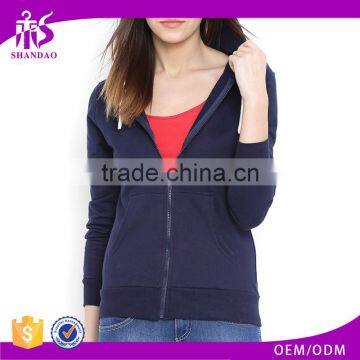 Guangzhou Shandao Campus Street Wear Zipper up Sweater t shirts Dark Blue yoga wear