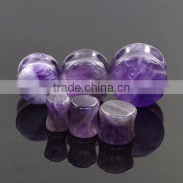 2017 Hot Amethyst Flare Plug With O Ring Natural Stone Ear Plug photo-3