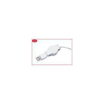 White Flat PVC USB 2.0 Retractable Charging Cable High Speed For Power Bank