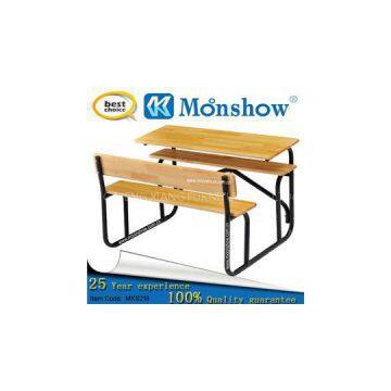 2 Person Primary And Middle School Hardwood Timber Desk Furniture