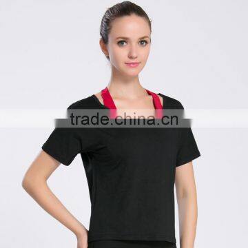 Women's Black Loose Short Sleeve Casual Basic V-neck T Shirts