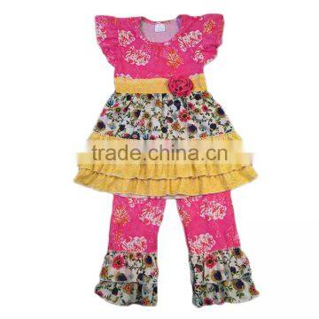 baby clothes 2017 flutter sleeve floral print outfits newborn baby clothing set wholesale clothing market