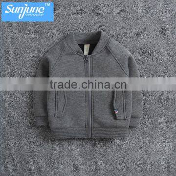 High Quality 100% Cotton Zip up Children Fleece Jacket photo-4