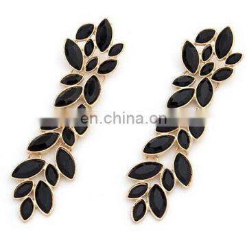 Fashion New Exaggerate Luxury Gem Leaf Women's Alloy Earring