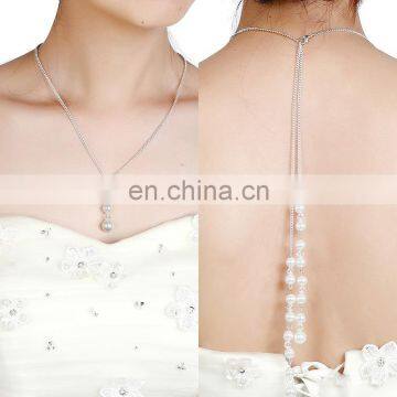 Chic Long Bridal Necklace Backdrop Pearl Necklace