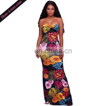 Newest style Multi-color Floral Print Keyhole Back Maxi Dress long maxi dress