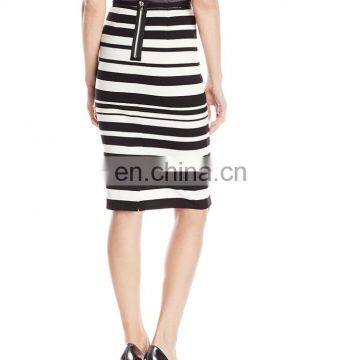 Women's Striped Skirt with Center-Back Zipper