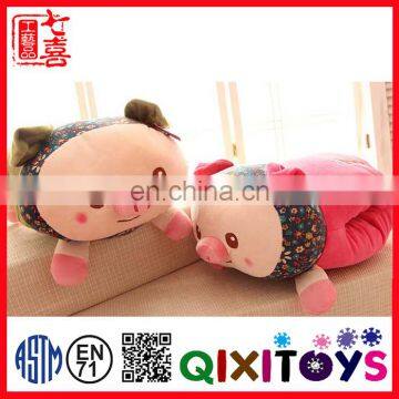 Cute red smile pig hand warmer pillow and cushion