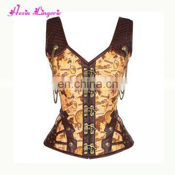 Sexy Yellow Retro button Steel Boned Shapers Women's Corset