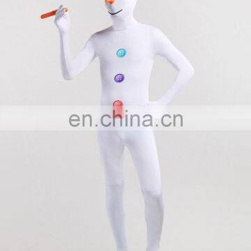 White Snow Man Lycra Full Body Party Dress Second Skin Suit Female