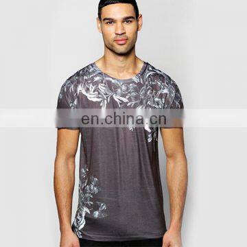 2016 latest fancy printing fashion design 100% cotton round neck shirts for men