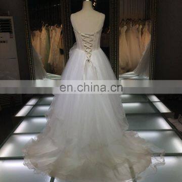 1A092 New Arrival 2016 Hot Sale Pure Diamond Neck Ruffled Layered Organza Skirt Prom Ball Gown Wedding Dress photo-2