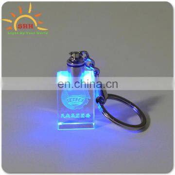 Led colorful keychain 3d custom logo laser engraving crystal plastic photo keychain