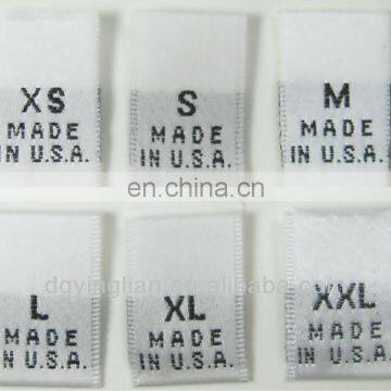 centrefold WHITE WOVEN CLOTHING LABELS MADE IN USA SIZE TAGS in XS S M L XL XXL