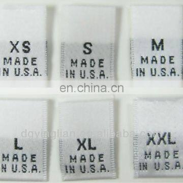 Centrefold WHITE WOVEN CLOTHING LABELS MADE IN USA SIZE TAGS in XS S M L XL XXL