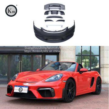 Km for Porsche 2017-up 718 Cayman & Boxster GT4 Front Bumper Bodykits Rear Diffuser Facelift Spoiler FRP