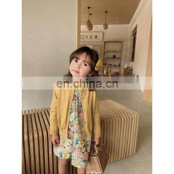 C1076/Cotton Simple Fashion Kids Sweater Coat Girls Wholesale Boutique Knit Cardigan