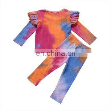 Newborn Baby Girls Boys Tie-dyeing Outfits Autumn Spring Long Sleeve Tops T Shirt + Pants Ribbed Children Clothing Set 1-5Years photo-6