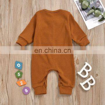 Toddler Baby Overalls Rompers Spring Summer Round Collar Jumpsuit Boy Girl Solid Color Bodysuit for 0-18M photo-4