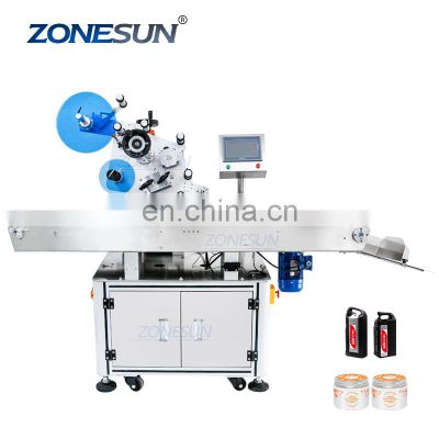 ZONESUN ZS-TB831 Container Automatic Adhesive Box Labeling Machinery Automatique Sticker For Flat Surface