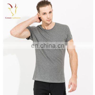 Men Grey Short Sleeve Cashmere Pullover Sweater