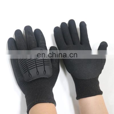 HPPE Glass Fiber Shell Sharp Shield Gloves With TPR Anti Impact Pad Sandy Nitrile Coated Cut Resistant Safety Work Gloves Police