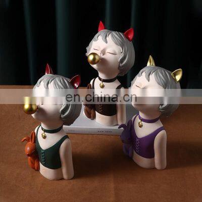 Nordic Light Luxury Cute Bubble Girl Resin Ornaments