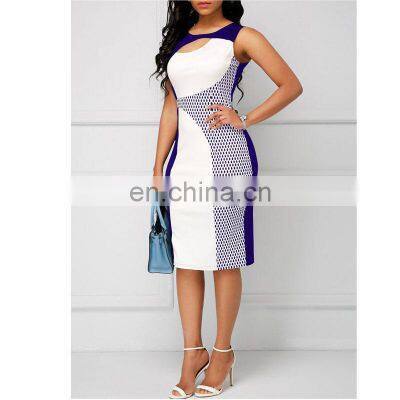 Wholesale Custom Brand Female Slim Fit Pencil Round Neck Sleeveless Party Formal Ladies Office Dress S-5XL photo-3