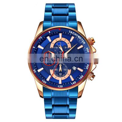 Factory Direct Wholesale Skmei 9250 Moon Phase Stainless Steel Band Chronograph Men Watches Wrist