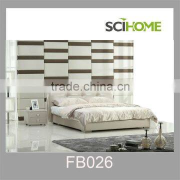 tufted white leather bed