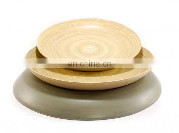 Natural Bamboo Plates For Dinner, Fruit, Snacks Serving/ Bamboo Dished/ Spun Natural Colorful Bamboo Salad Serving Plates photo-3