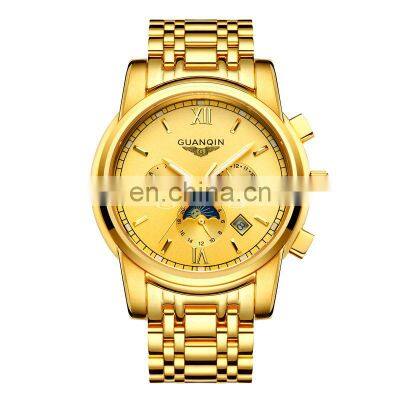 Luxury high-end top grade classical men's mechanical stainless steel 22k gold watch