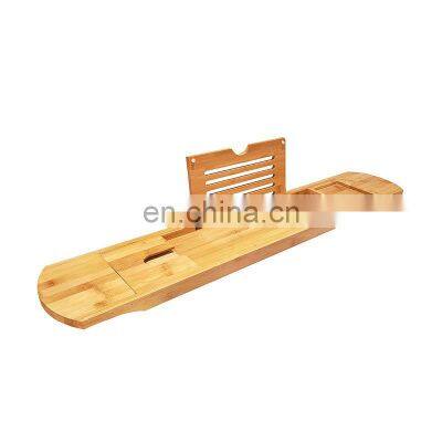 Wholesale High Quality Natural Rectangle Bathroom Bamboo Bathtub Caddy Tray