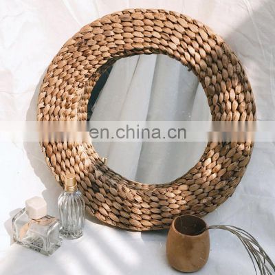 Wholesale Vietnam Woven Water Hyacinth Mirror Decorative Straw Wall Mirror Furniture Mirror wall art High Quality