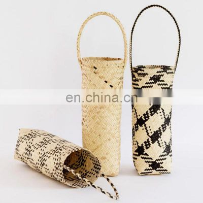 Hot Sale Woven Rattan Wine Tote Water Bottle Holder with Handle Wholesale Vietnam Supplier