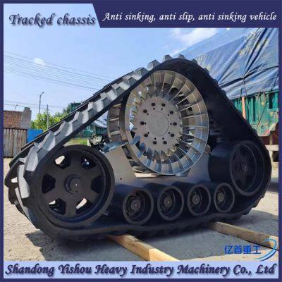 Crawler chassis harvester modified with half chain rail anti slip and anti sinking