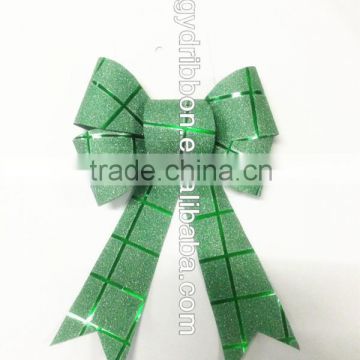 Green Metallic Glitter PVC Holiday Decoration Bow Tie, wrapping ribbon glitter bow