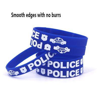 Hot Selling Manufacture in Stock Security Kids Blue Silicone Wristband Sport Activity Soft Print Bracelet photo-4