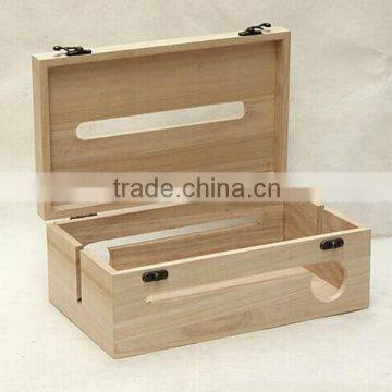 Cable Wire Storage Box /Large Tissue Box Capacity Wooden Cable Box