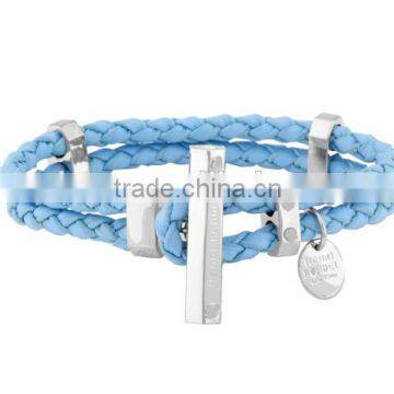 famous latest design unisex Personalized Southampton light blue Leather Bracelet