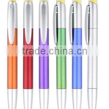 Popular hot sale design promotional plastic ball pen with highlighter