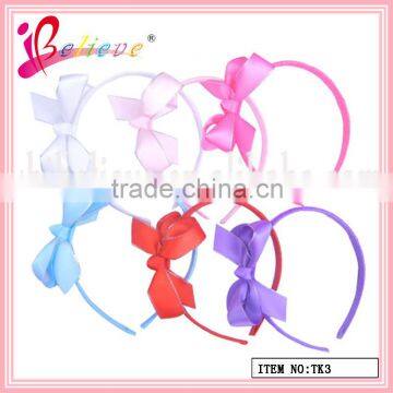 Fashion modern girls hair accessories wholesale nice colors ribbon satin bow headband (TK3)