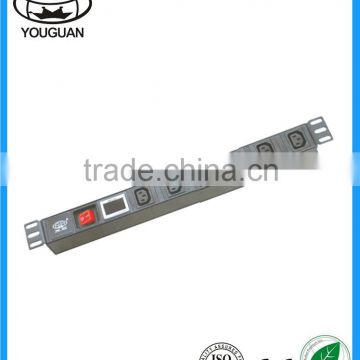 1U IEC 320 C13 6 ways type Industrial PDU Socket with switch and Current voltmeter show