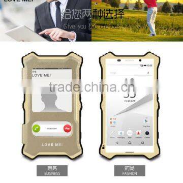 Love Mei MK2 Series Metal Aluminum Phone Cases Cover Flip Leather Shockproof Case For Sony Xperia Z5 TB-0152 photo-2